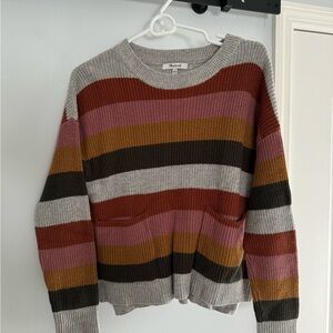 Madewell sweater multi color stripes with pockets